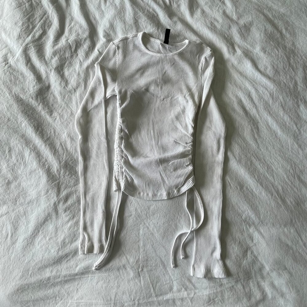 H&M White Rib Long Sleeve Tshirt